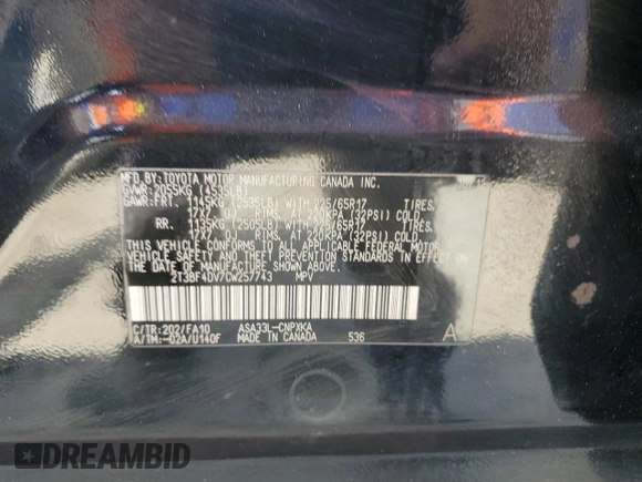 2012 Toyota RAV4 with VIN 2T3BF4DV7CW257743, listed as a Copart auction lot 62054845 with 64,162 mi miles and Clean title. Bid and sale history available at DreamBid. Image 13.