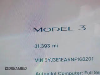 2022 Tesla Model 3 with VIN 5YJ3E1EA5NF168201, listed as a IAAI auction lot 41855273 with 31,393 mi miles and . Bid and sale history available at DreamBid. Image 15.