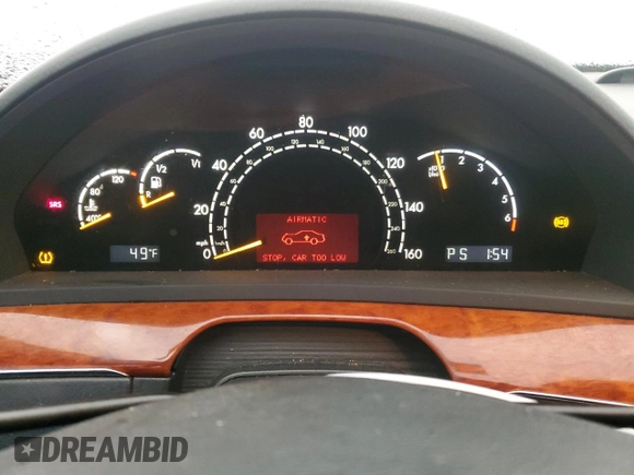2005 Mercedes-Benz S-Class 4.3L with VIN WDBNG83JX5A455457, listed as a Copart auction lot 86955214 with 0 mi miles and Salvage Title. Bid and sale history available at carsss.com. Image 9.