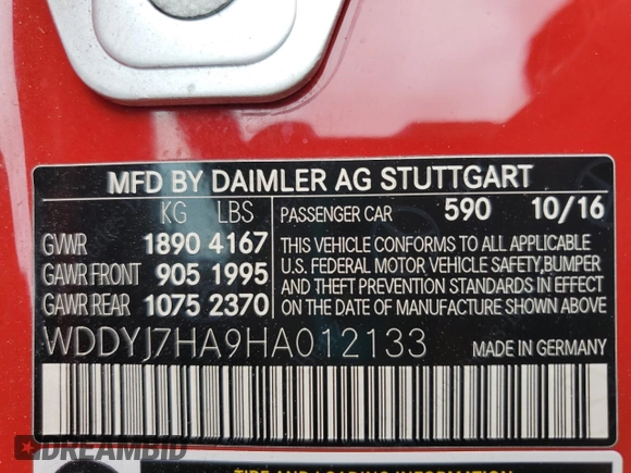 2017 Mercedes-Benz AMG GT AMG GT z VIN WDDYJ7HA9HA012133, wystawiony jako Copart lot #59883265 z przebiegiem Nie podano mil oraz Szkoda całkowita • Salvage title. Historia ofert i sprzedaży dostępna na DreamBid. Obrazek 12.