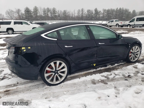 2019 Tesla Model 3 Long Range with VIN 5YJ3E1EB1KF407053, listed as a Copart auction lot 45630465 with 0 mi miles and Salvage Title. Bid and sale history available at carsss.com. Image 3.