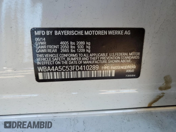 2015 BMW 4 Series 428i с VIN WBA4A5C53FD410289, выставлен на аукционе Copart как лот 84504154 с пробегом 85 232 миль миль и Списание • Salvage title. История ставок и продаж доступна на DreamBid. Изображение 12.