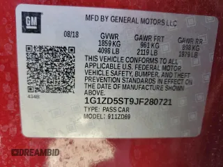 2018 Chevrolet Malibu LT z VIN 1G1ZD5ST9JF280721, wystawiony jako Copart lot #53960855 z przebiegiem 97 605 mil mil oraz Szkoda całkowita • Salvage title. Historia ofert i sprzedaży dostępna na DreamBid. Obrazek 13.