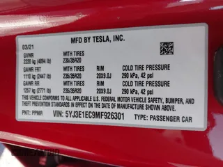 2021 Tesla Model 3 Performance with VIN 5YJ3E1EC9MF926301, listed as a IAAI auction lot 40959721 with 28,094 mi miles and . Bid and sale history available at DreamBid. Image 9.