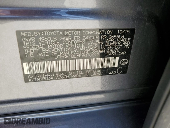 2015 Lexus GS 350 z VIN JTHCE1BL6FA010013, wystawiony jako Copart lot #61256135 z przebiegiem 160 006 mil mil oraz Szkoda całkowita • Salvage title. Historia ofert i sprzedaży dostępna na DreamBid. Obrazek 12.