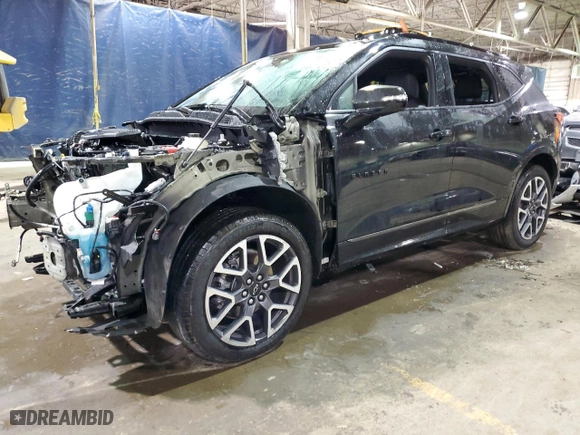 2023 Chevrolet Blazer RS with VIN 3GNKBERS0PS203954, listed as a Copart auction lot 83353184 with 17,581 mi miles and Salvage Title. Bid and sale history available at carsss.com. Image 1.