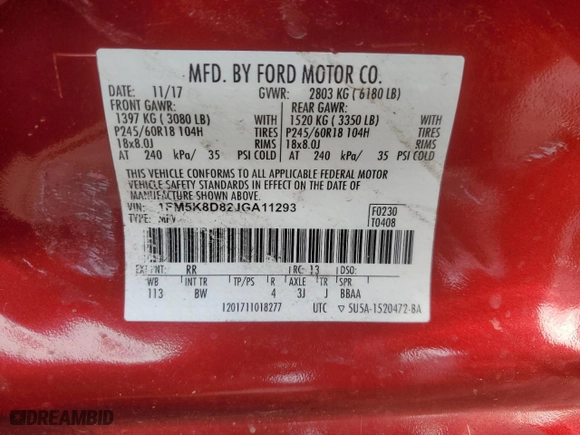 2018 Ford Explorer XLT with VIN 1FM5K8D82JGA11293, listed as a Copart auction lot 82518784 with 76,773 mi miles and Salvage Title. Bid and sale history available at carsss.com. Image 15.