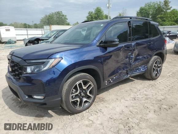 2023 Honda Passport Elite with VIN 5FNYF8H07PB036929, listed as a Copart auction lot 55981185 with 27,523 mi miles and Salvage title. Bid and sale history available at DreamBid. Image 1.