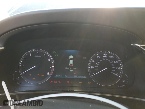 2016 Hyundai Equus Signature with VIN KMHGH4JH3GU104600, listed as a Copart auction lot 46083605 with 83,338 mi miles and Salvage Title. Bid and sale history available at DreamBid. Image 9.