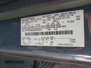 2019 Ford Transit with VIN 1FTYR3XM0KKB78842, listed as a Copart auction lot 83498454 with 62,157 mi miles and Salvage title. Bid and sale history available at DreamBid. Image 13.