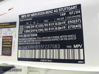 2025 Mercedes-Benz GLC with VIN W1NKM4HB3SF237083, listed as a IAAI auction lot 41666241 with 1 mi miles. Bid and sale history available at carsss.com. Image 9.