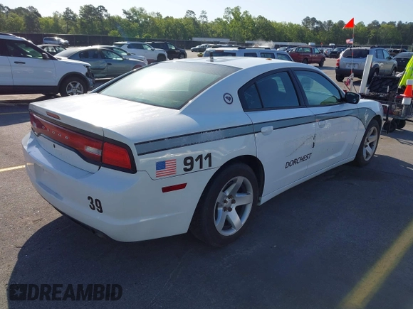 2014 Dodge Charger Police with VIN 2C3CDXAT8EH348719, listed as a IAAI auction lot 42026437 with 140,573 mi miles and . Bid and sale history available at DreamBid. Image 4.