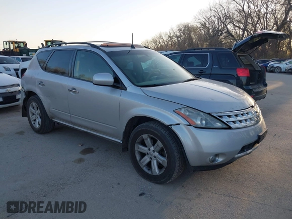 2006 Nissan Murano SL with VIN JN8AZ08W06W528134, listed as a IAAI auction lot 41826906 with 236,041 mi miles and . Bid and sale history available at DreamBid. Image 1.