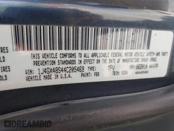 2004 Jeep Grand Cherokee Laredo with VIN 1J4GX48S44C205469, listed as a IAAI auction lot 42310571 with 154,929 mi miles and . Bid and sale history available at DreamBid. Image 9.