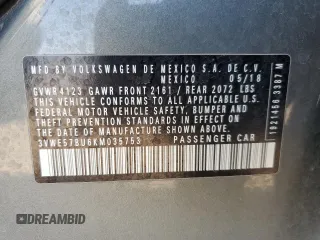2019 Volkswagen Jetta SEL z VIN 3VWE57BU6KM035753, wystawiony jako Copart lot #50875975 z przebiegiem 93 648 mil mil oraz Szkoda całkowita • Salvage title. Historia ofert i sprzedaży dostępna na DreamBid. Obrazek 14.