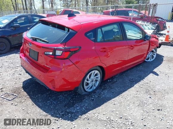 2024 Subaru Impreza with VIN JF1GUABC9R8873735, listed as a IAAI auction lot 42147090 with 2,460 mi miles and . Bid and sale history available at DreamBid. Image 4.