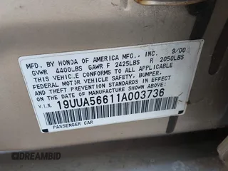 2001 Acura TL with VIN 19UUA56611A003736, listed as a IAAI auction lot 42068748 with 122,214 mi miles. Bid and sale history available at carsss.com. Image 9.