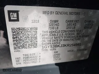 2019 Cadillac Escalade Luxury with VIN 1GYS3BKJ3KR254991, listed as a IAAI auction lot 41728759 with 65,267 mi miles. Bid and sale history available at carsss.com. Image 9.
