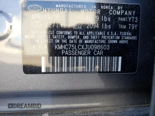 2018 Hyundai Ioniq SEL z VIN KMHC75LCXJU098603, wystawiony jako Copart lot #47458225 z przebiegiem 46 735 mil mil oraz Szkoda całkowita • Salvage title. Historia ofert i sprzedaży dostępna na DreamBid. Obrazek 12.