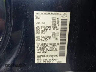 2011 Nissan Titan SV with VIN 1N6BA0ED7BN300803, listed as a IAAI auction lot 41931650 with 144,688 mi miles. Bid and sale history available at carsss.com. Image 9.