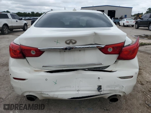 2014 Infiniti Q50 Premium with VIN JN1BV7AP4EM676758, listed as a Copart auction lot 58843275 with 138,404 mi miles and Salvage title. Bid and sale history available at DreamBid. Image 6.