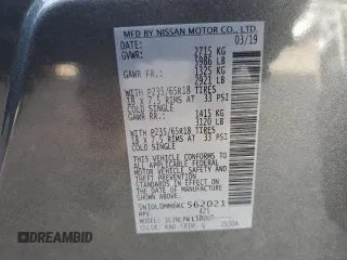 2019 Infiniti QX60 Pure with VIN 5N1DL0MM6KC562021, listed as a Copart auction lot 63622235 with 52,556 mi miles and Clean title. Bid and sale history available at DreamBid. Image 13.