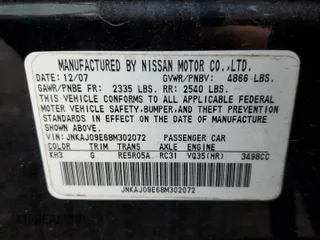 2008 Infiniti EX Journey with VIN JNKAJ09E68M302072, listed as a Copart auction lot 48194005 with Not provided miles and Salvage title. Bid and sale history available at DreamBid. Image 13.