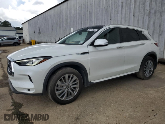 2023 Infiniti QX50 Luxe with VIN 3PCAJ5BA9PF107127, listed as a Copart auction lot 63402535 with 23,844 mi miles and Salvage title. Bid and sale history available at DreamBid. Image 1.