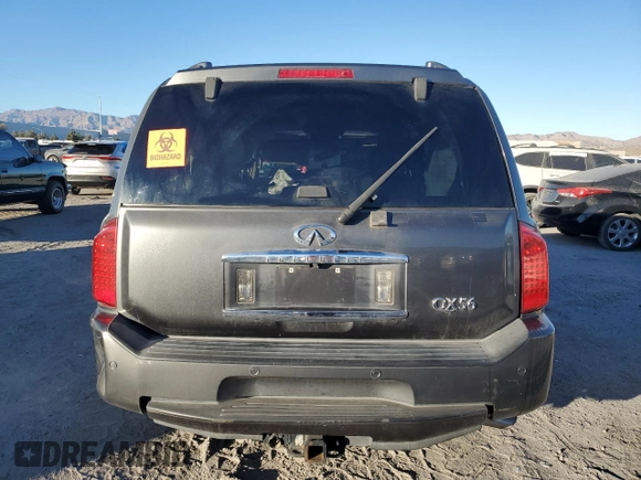 2006 Infiniti QX56 with VIN 5N3AA08C16N805519, listed as a Copart auction lot 86706524 with 152,246 mi miles and Salvage title. Bid and sale history available at DreamBid. Image 6.