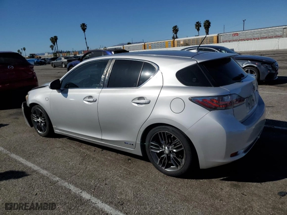 2012 Lexus CT 200h with VIN JTHKD5BH8C2052626, listed as a Copart auction lot 45987435 with 108,158 mi miles and Salvage Title. Bid and sale history available at carsss.com. Image 2.