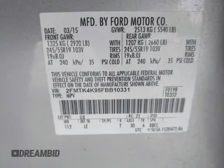 2015 Ford Edge Titanium with VIN 2FMTK4K95FBB10331, listed as a IAAI auction lot 41990356 with 121,337 mi miles. Bid and sale history available at carsss.com. Image 9.