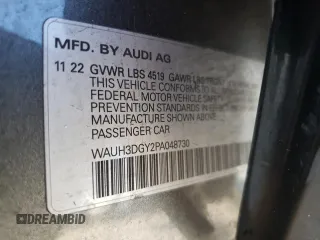 2023 Audi S3 Premium Plus z VIN WAUH3DGY2PA048730, wystawiony jako Copart lot #86838234 z przebiegiem 30 215 mil mil oraz Nie do naprawy • Non repairable. Historia ofert i sprzedaży dostępna na DreamBid. Obrazek 14.