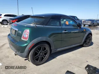 2013 MINI Cooper Coupe with VIN WMWSX1C52DT507629, listed as a Copart auction lot 46831165 with 0 mi miles and Salvage Title. Bid and sale history available at carsss.com. Image 3.