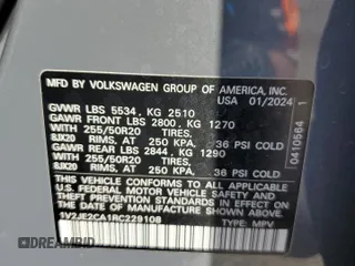 2024 Volkswagen Atlas SE with VIN 1V2JE2CA1RC229108, listed as a Copart auction lot 52820435 with 14,426 mi miles and Salvage title. Bid and sale history available at DreamBid. Image 14.
