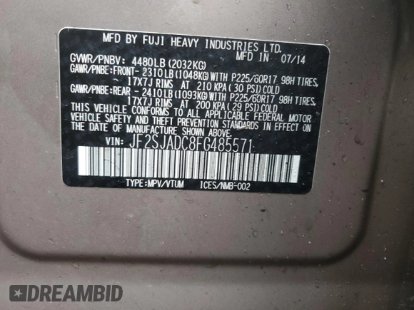 2015 Subaru Forester 2.5i Premium with VIN JF2SJADC8FG485571, listed as a Copart auction lot 45426385 with 138,222 mi miles and Salvage Title. Bid and sale history available at carsss.com. Image 16.