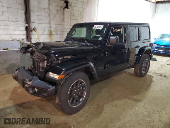 2021 Jeep Wrangler Unlimited 80th Anniversary with VIN 1C4HJXDN1MW738407, listed as a Copart auction lot 46140325 with 50,824 mi miles and Salvage title. Bid and sale history available at DreamBid. Image 1.