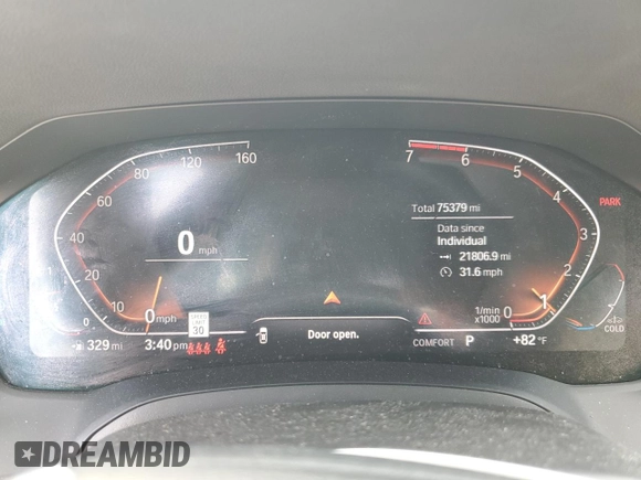 2020 BMW 3 Series 330i with VIN 3MW5R1J05L8B16852, listed as a Copart auction lot 56912105 with 75,379 mi miles and Salvage title. Bid and sale history available at DreamBid. Image 9.