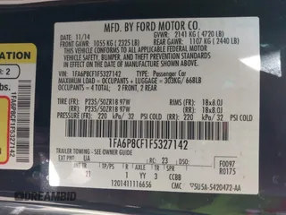 2015 Ford Mustang GT z VIN 1FA6P8CF1F5327142, wystawiony jako IAAI lot #41909056 z przebiegiem 105 798 mil mil oraz . Historia ofert i sprzedaży dostępna na DreamBid. Obrazek 9.