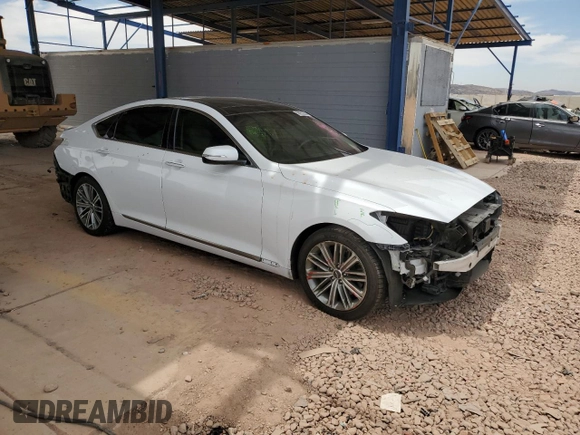 2018 Genesis G80 3.8L z VIN KMHGN4JE3JU285266, wystawiony jako Copart lot #58053355 z przebiegiem 69 335 mil mil oraz Szkoda całkowita • Salvage title. Historia ofert i sprzedaży dostępna na DreamBid. Obrazek 4.