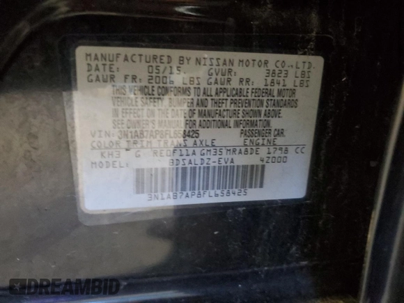 2015 Nissan Sentra SV with VIN 3N1AB7AP8FL658425, listed as a Copart auction lot 52772555 with 115,561 mi miles and Clean Title. Bid and sale history available at carsss.com. Image 15.