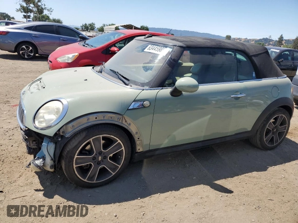 2010 MINI Convertible S z VIN WMWMS3C52ATZ84995, wystawiony jako Copart lot #63445985 z przebiegiem 51 266 mil mil oraz Szkoda całkowita • Salvage title. Historia ofert i sprzedaży dostępna na DreamBid. Obrazek 1.