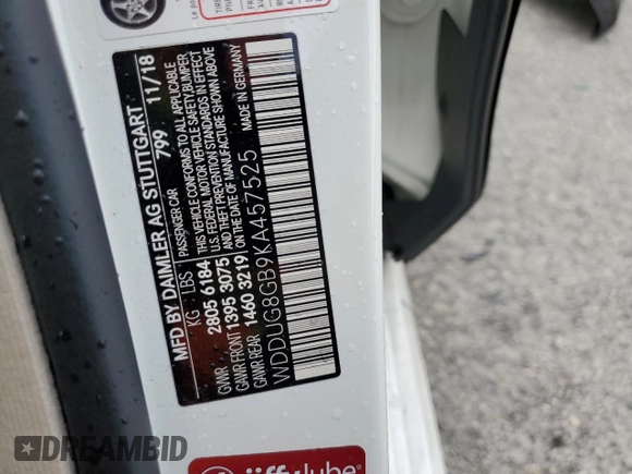 2019 Mercedes-Benz S 560 with VIN WDDUG8GB9KA457525, listed as a Copart auction lot 78275934 with 55,774 mi miles and Salvage Title. Bid and sale history available at DreamBid. Image 12.