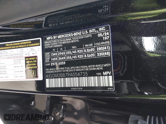2024 Mercedes-Benz EQE 350+ z VIN 4JGGM2BB7RA054735, wystawiony jako IAAI lot #40903255 z przebiegiem Nie podano mil oraz . Historia ofert i sprzedaży dostępna na DreamBid. Obrazek 9.