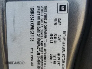 1998 Cadillac Seville SLS z VIN 1G6KS54YXWU931108, wystawiony jako Copart lot #72369984 z przebiegiem 103 267 mil mil oraz Szkoda całkowita • Salvage title. Historia ofert i sprzedaży dostępna na DreamBid. Obrazek 12.