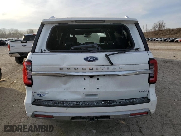 2023 Ford Expedition Max Platinum with VIN 1FMJK1M87PEA27287, listed as a Copart auction lot 42148204 with 2,666 mi miles and Salvage title. Bid and sale history available at DreamBid. Image 6.