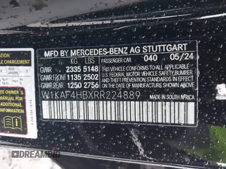 2024 Mercedes-Benz C 300 with VIN W1KAF4HBXRR224889, listed as a IAAI auction lot 42323821 with 7,092 mi miles and . Bid and sale history available at DreamBid. Image 9.