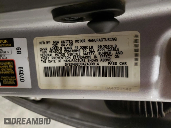 2010 Pontiac Vibe with VIN 5Y2SM6E03AZ403914, listed as a Copart auction lot 80558034 with 104,331 mi miles and Salvage Title. Bid and sale history available at carsss.com. Image 15.