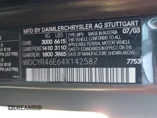 2004 Mercedes-Benz G with VIN WDCYR46E64X142587, listed as a Copart auction lot 50616945 with 142,891 mi miles and Clean Title. Bid and sale history available at DreamBid. Image 13.