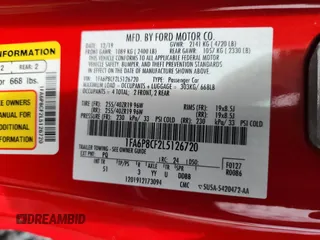 2020 Ford Mustang GT with VIN 1FA6P8CF2L5126720, listed as a Copart auction lot 59967165 with 111,345 mi miles and Salvage title. Bid and sale history available at DreamBid. Image 13.