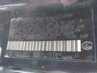 2016 Lexus ES 350 with VIN 58ABK1GG7GU019034, listed as a IAAI auction lot 41981877 with 1 mi miles. Bid and sale history available at carsss.com. Image 9.